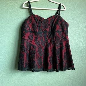 Torrid Red & Black Top Size 14